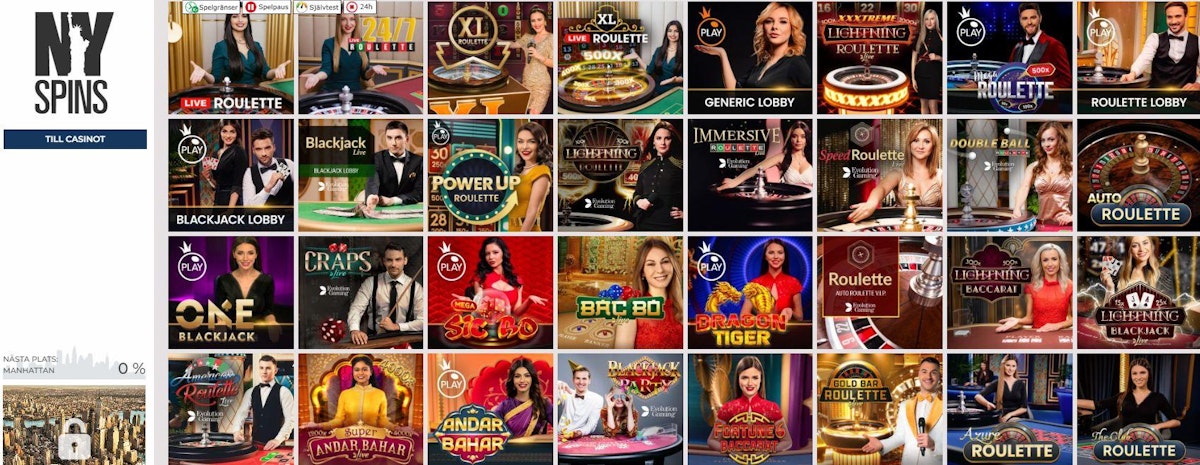 Nyspins Casino – skärmbild från casinots sajt