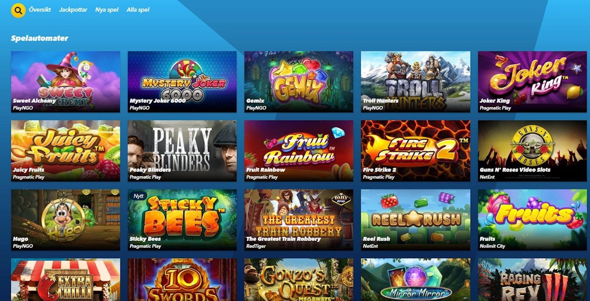 Supersnabbt casino med texten Pay & Play och Spelpaus