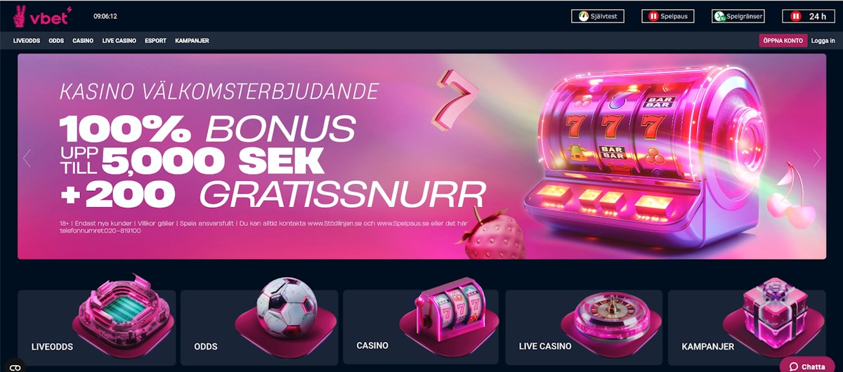 VBET casino med snabba uttag och svensk licens