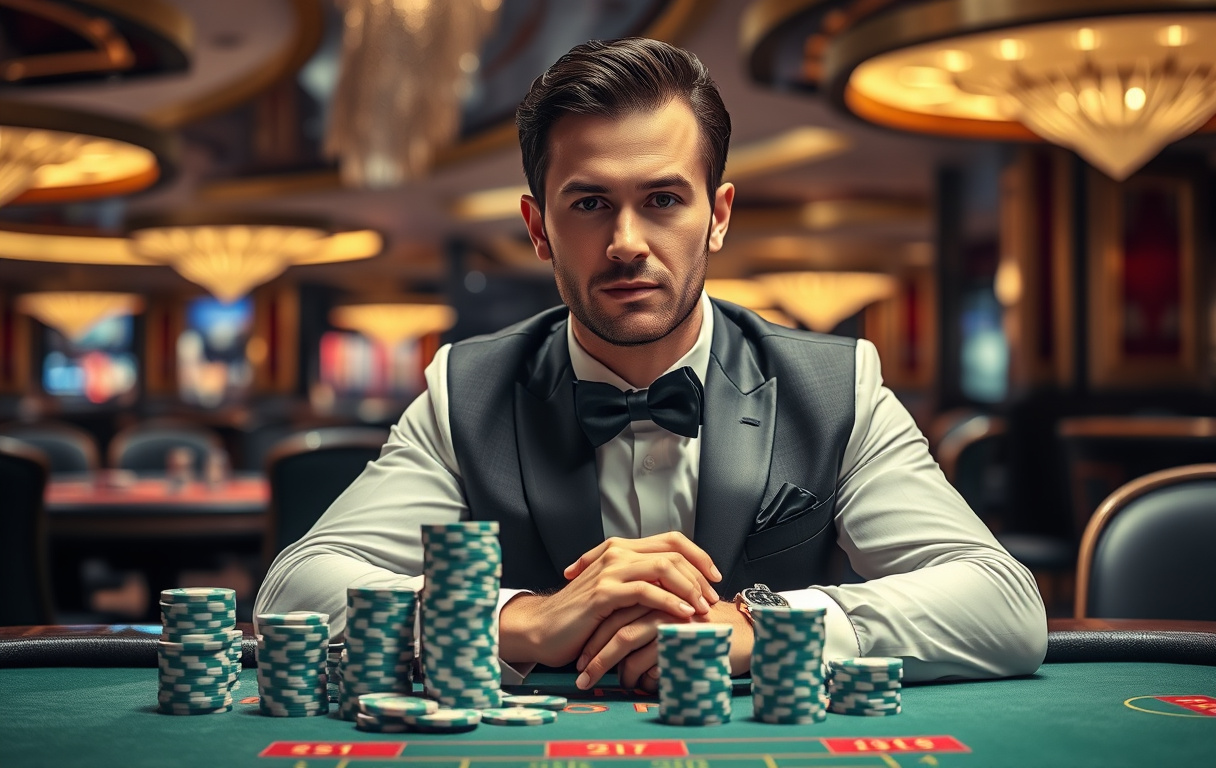 Storspelare vid VIP-bord i lyxigt casino